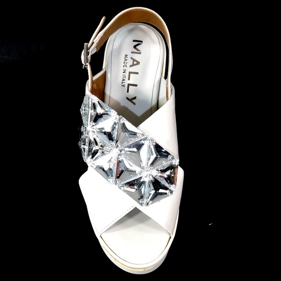 MALLY 🇮🇹 WOMEN'S WHITE LEATHER COMFORT PLATFORM SUMMER SANDALS - Picture 5 of 7